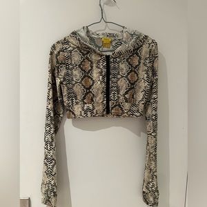 Cropped Snake Print Jacket with Hood